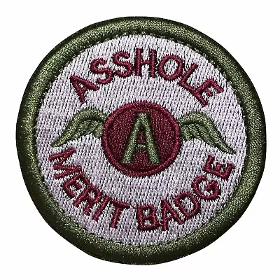 A**hole Merit Badge Police Military Tactical Morale Hook & Loop Patch Multicolor • $4.99