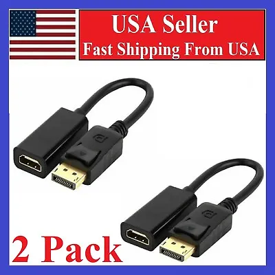 2X Display Port To HDMI Male Female Adapter Converter Cable DP To HDMI  • $5.32