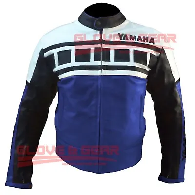 Yamaha Motorbike Blue Cowhide Leather Track Days Motorcycle Ce Armoured Jacket • £144.99