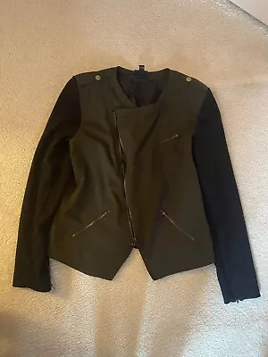 Target Mossimo Black And Green Zipper Moto Knit Jacket Size Large • $4.99