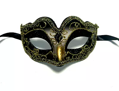 Black Half Face Masquerade Mask Venetian Style New Years Ball Mens Womens Unisex • £5.75