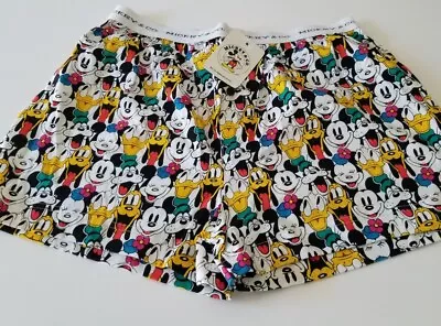 Vtg 90s Disney Mickey Mouse Boxer Sleep Shorts Mens L 30-40  Waist • $18.50