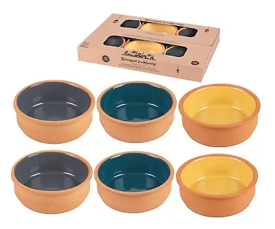 Terracotta Tapas Dishes Spanish Cazuelas Pots Serving Olive Bowls Glazed Set 2 • £11.99