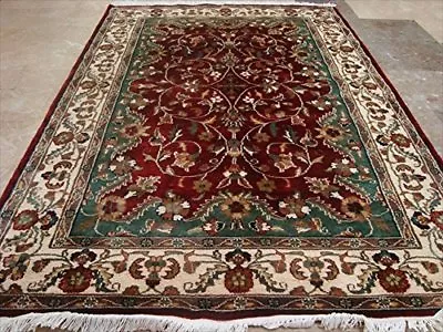 Exclusive Love Red Floral Area Rug Hand Knotted Wool Silk Carpet (6 X 4)' • $367.15