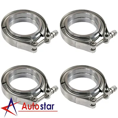 $45.97 • Buy 4pcs 2.5  V-Band Flange & Clamp Kit For Turbo Exhaust Downpipes Stainless Steel