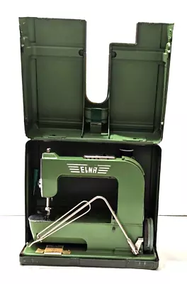 ELNA Grasshopper Portable Sewing Machine 500890 & Metal Case Working Condition • $275