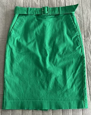 J. Crew Skirt Kelly Green Fully Lined Belted Pencil Skirt Size 0 • $17.99