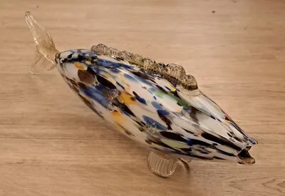 Vintage Murano 21  Multi Coloured Glass Fish Ornament Figurine Mid Century • £34.99