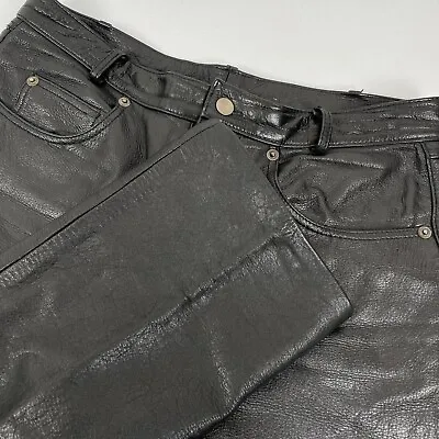 Wilsons Leather Jeans Men's Size 34 Black Leather Riding Motorcyle Thick Vintage • $104.68