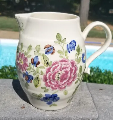 6.25  OUD DELFT Williamsburg Restoration Holland FLORAL PITCHER Flowers Vintage • $18