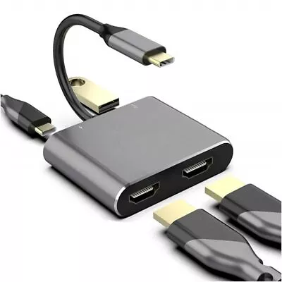 $20.70 • Buy 4K 60Hz Adapter USB C Hub Screen Expansion Docking Station Type-C To Dual HDMI