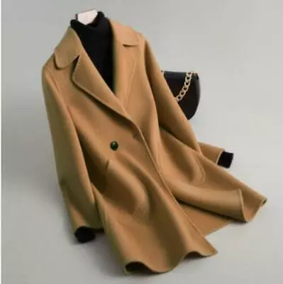 Occident 100% Cashmere Wool Womens Lapel Collar Soft Loose Long Coats Parka  • $188.28