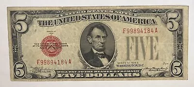 1928 C $5 Bill Red Seal Five Dollar United States Currency • $16.95