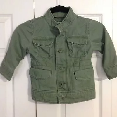 GAP 2 Years Army Green 100% Cotton Unisex Zip Up Field Jacket Long Sleeve Layer • $20.50