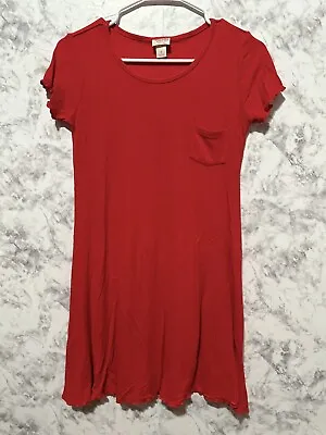 Mossimo Women’s Red Ribbed T Shirt Dress Small With Pocket • $10.99