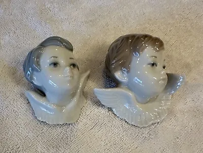 Pair Of LLadro Porcelain Wall Mount Angel Bust Cherub Figures • $40