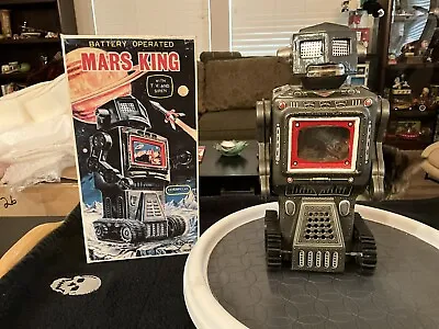 Vintage Tin Battery Operated Mars King Robot With TV Screen 1960s Japan • $349.99
