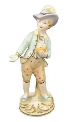 Bisque Boy Japan Porcelain Bird Vintage Maruri Figurine Holding Vintage/Antique • $15