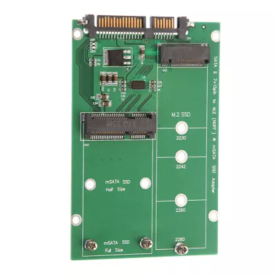 1x Replacement SATA III 3 7+15 Pin To M2 (NGFF) B+M KEY And MSATA SSD Adapter  • $11.70