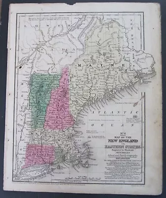 Scarce©1839 Mitchell Map New England(MEVTNHMACTRI) ME's Disputed Boundaries • $49.50