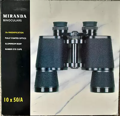 Vintage High Quality MIRANDA Binoculars 10x50 Coated Optics Wide Angle Black • £21.99