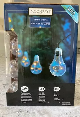 Patio Lights White LED Moonrays 9ft Long Lasting Saves Energy. In Box Never Used • $22