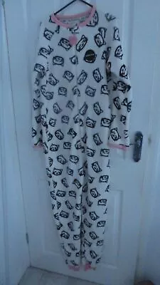 £27.95 • Buy Ladies White CAT Design All In One Sleepsuit, 0nesie, Pyjamas - Size 10 -12
