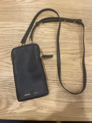 $63 • Buy OROTON ‘Lilly Cross Body’ Black Leather Phone Bag W Mircofiber Lining.