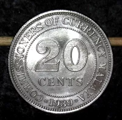 AU+/- Malaya British Malaysia 1939  20 Cents Very Nice Clean Coin!!! 00830 • $12.99