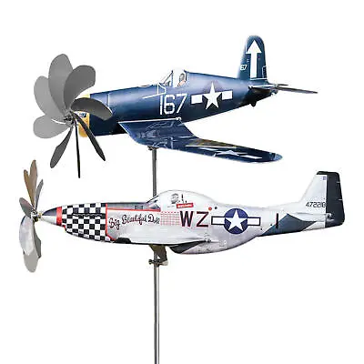 3D Plane Garden Wind Spinner Plane Metal Airplane Weather Vane Outdoor Roof  • £24.69