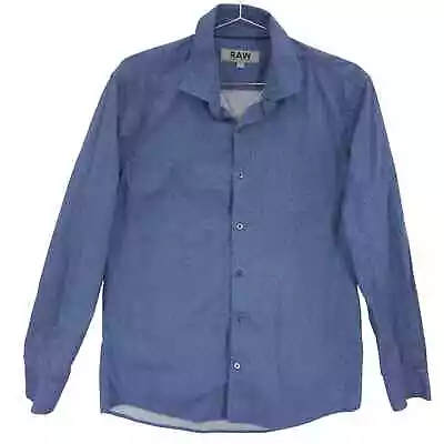 Urban Outfitters RAW Shirt Mens L Blue Polka Dot Casual Long Sleeve Button Up • $17.99
