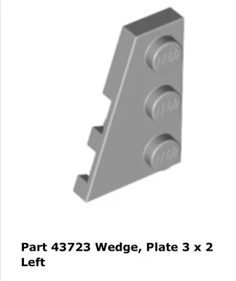 Lego 1x 43723 Light Bluish Gray Wedge Plate 3 X 2 Left 8039 • $5.08