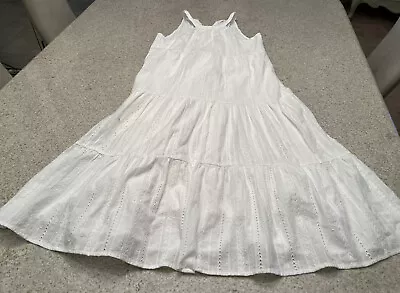 $22 • Buy Zara Girls White Cotton Sleeveless Long Dress (13-14)