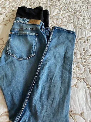 H&M &Denim Maternity Blue Jeans Pull Up Size 12 High Rib Pregnancy Mama Skinny  • $8.99