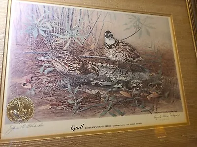 Rare Quail Governor's Trophy Series S/N Print By Raymond Soubeyroux • $45.95