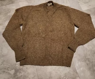 Lord Jeff Sweater Mens Large Brown 100% Shetland Wool Striped   • $15