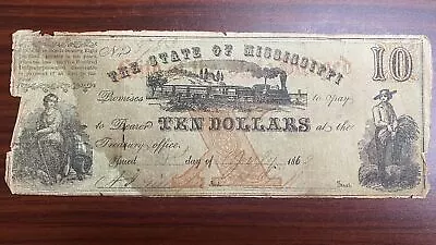 10 Dollars - The State Of Mississippi - Obsolete Currency Note #45726 • $99.99