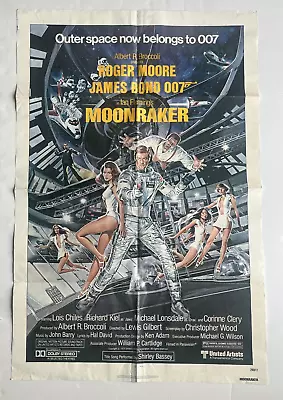 MOONRAKER~ORIGINAL MOVIE POSTER 1 SHEET 1979 JAMES BOND ENGLISH Roger Moore VGC • $125