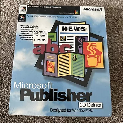 Microsoft Publisher CD Deluxe For Windows 95 Big Box NEW SEALED W/ Original Tag • $99.99