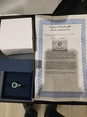 18 Ct White Gold Ladies  Emerald And Diamond Ring • £299