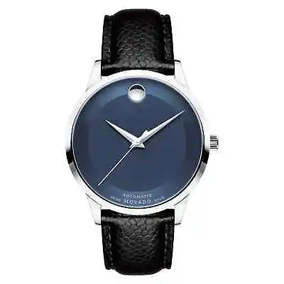 MOVADO Modern Classic  Black Leather Blue Dial Automatic Men's Watch 0607123 • $695