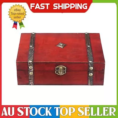 Retro Vintage Wooden Jewelry Storage Box Chest Trinket Holder 23x16cm • $22.88