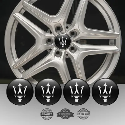 Set Of 4 Silicone Center Wheel Cap Stickers Maserati Emblem Logo Decals Rims • $13.30