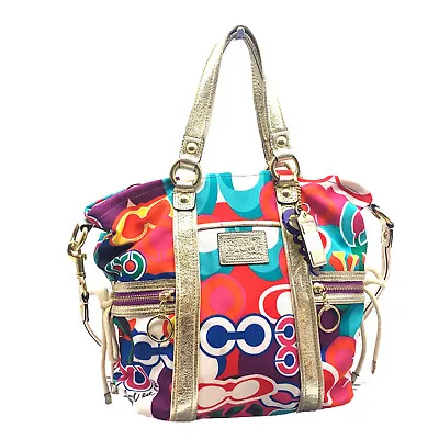 Coach 13830 Poppy Signature C Spotlight Glam Multicolor Shoulder Bag Tote • $149.95