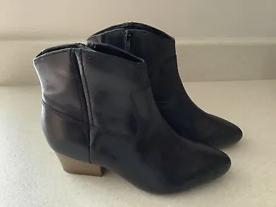 Marks & Spencers Black Leather Ankle Boots Ladies Size 4 Never Worn Rp £49.50 • £24.99