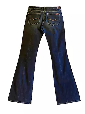 Seven 7 For All Mankind Jeans Womens 29 Wide Leg Flare Blue Dark Wash Y2K USA • $28.95
