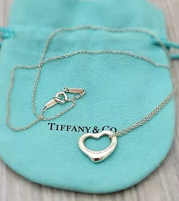 Tiffany & Co Elsa Peretti Sterling Silver Open Heart Pendant 16mm 16  • $210