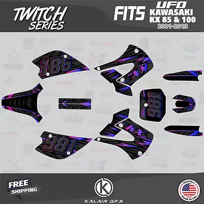 Graphics Kit For Kawasaki KX85 KX100 UFO Restyle 2001-2013 Twitch-Magenta Shift • $128.17