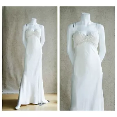 Vintage Nicole Miller All Silk Bias Cut Beaded  Wedding Gown XS • $399