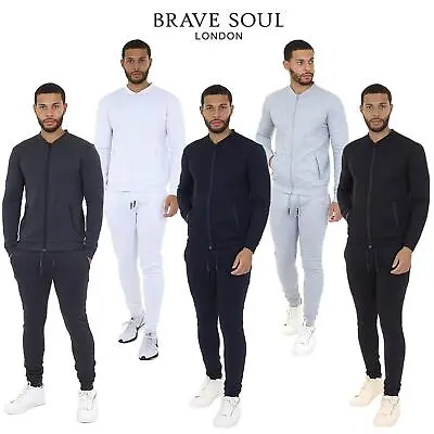 Brave Soul Men’s Tracksuit Set Long Sleeve Top & Jogging Gym Sports Suit Sets • £19.99